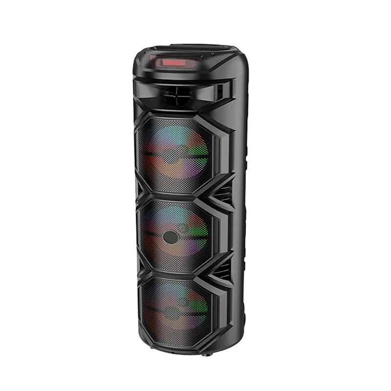 12-Inch 3000W Peak Power Trolley Bluetooth Speaker with Colorful Lighting for Parties Red