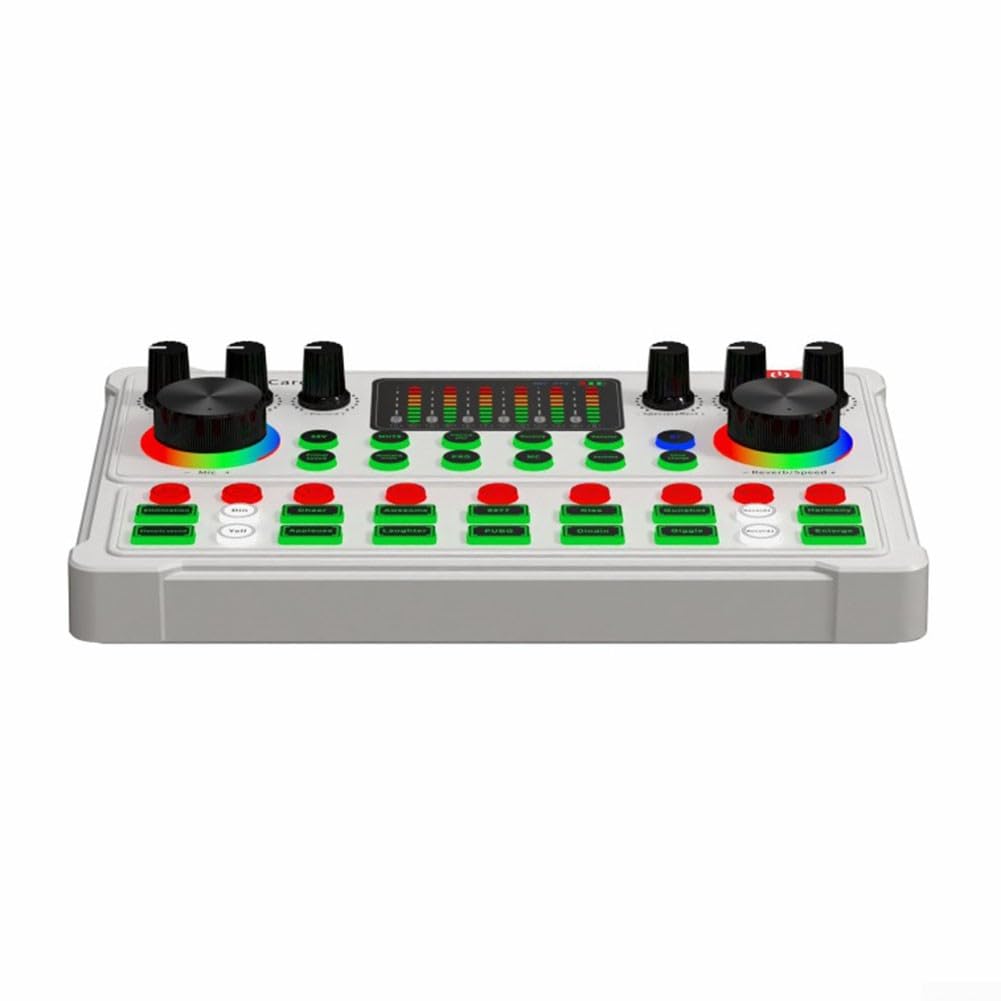 Live-Soundkarte, M3-Soundkarte, Podcast-Ausrüstung, Mikrofon, Audio-Mixer, Audio-Sound, Voice-Streaming, Live-Streaming für Live-Streaming, mehrere Effekte, Sprachwechsler Soundkarte (weiß)