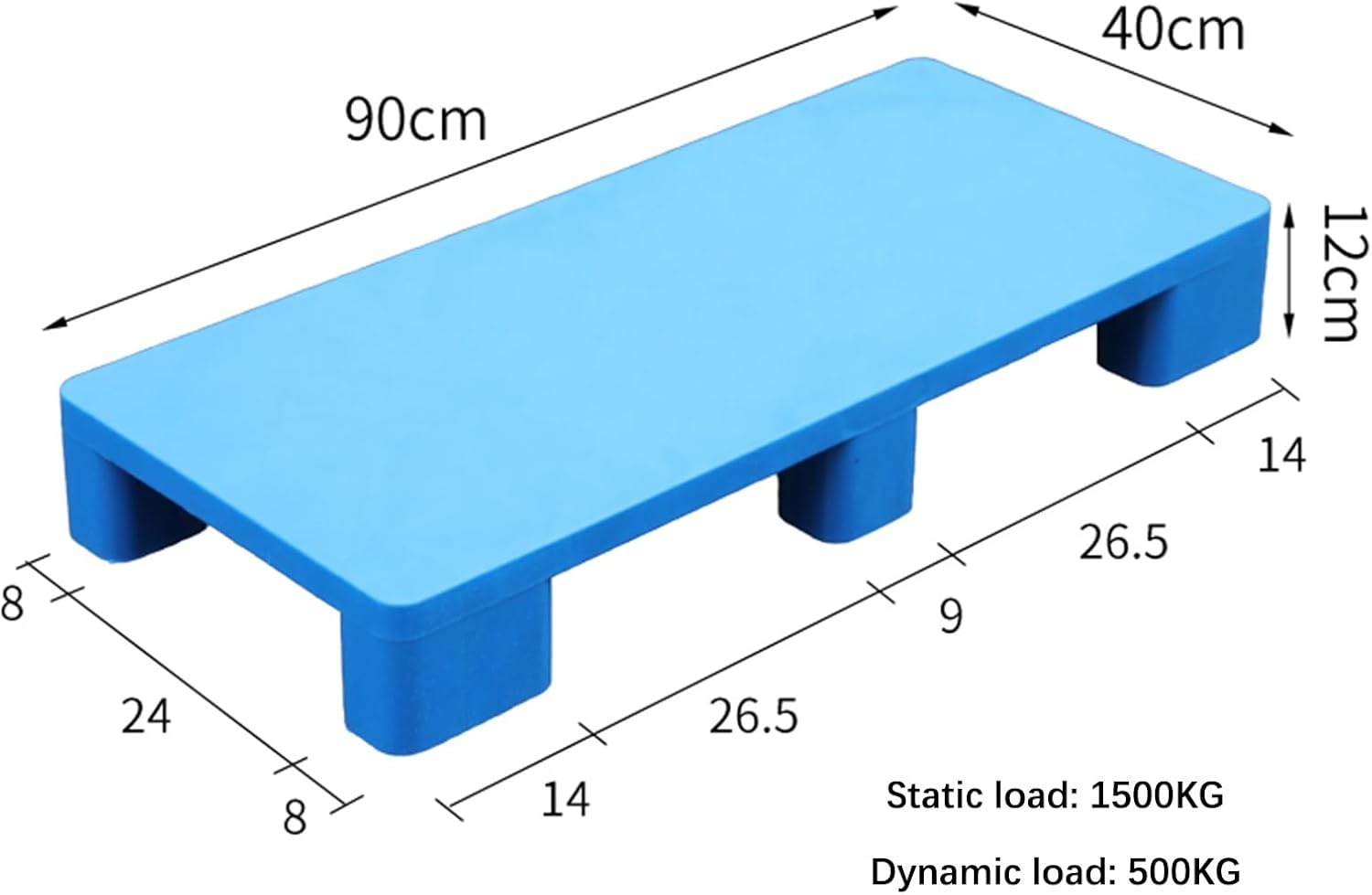 Polyethylene Pallet With 6 Way Entry, Polyethylene Plastic Pallets, Warehouse Wear-Resistant Storage Dunnage Rack, Home Kitchen Factory Workshop Moisture-proof Grid Pads ( Color : Blue , Size : 35.43x