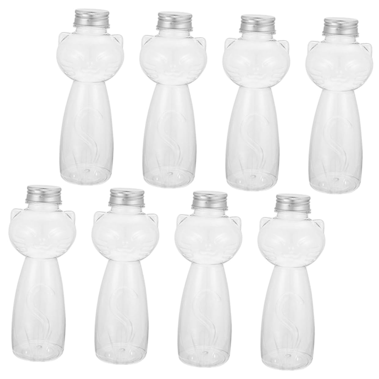 PLAFOPE 8pcs Cold Drink Juice Bottle Cat Shaped Bottles Empty Beverage Bottles Reusable Drink Bottles Cat Water Bottle Orange Juice Bottle Water Bottles Cat Shape Empty Bottles The Pet