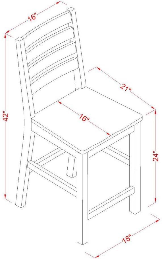 HomeStock Counter Height Bar Stool - Wood Seat, Modern Design, Pub Dining Chair - 17" Wide, 41.5" High