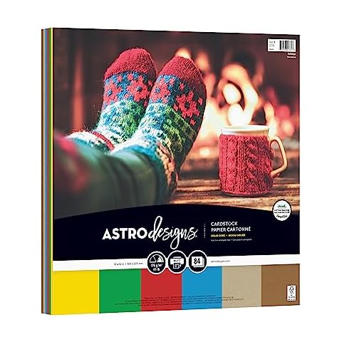 Astrodesigns Crafting Cardstock, 12" x 12", 65 lb/176 gsm, Holidays 6-Color Assortment, 84 Sheets (91781) Cover