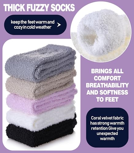 Image of MQELONG Womens Super Soft Fuzzy Cozy Home Sleeping Socks Microfiber Winter Warm Slipper Socks