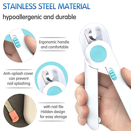 Anself Cortador de unhas de gato iluminado para animais de estimação Cortador de unhas de gato Tesou