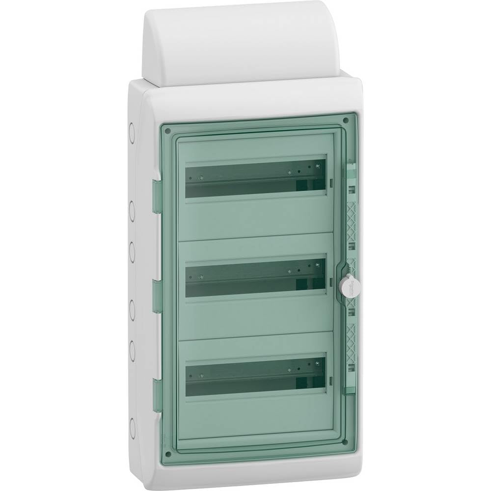 Schneider Electric Mureva 13435DE Petit répartiteur en saillie avec cache-câble, répartiteur d'installation électrique, boîte à fusibles, 3 x 12 TE, IP65, numéro d'article : 13435DE