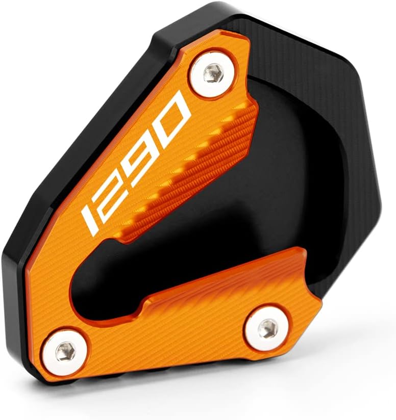Modeer Compatible with 1290 Super Adventure S 2021-2024 Motorcycle CNC Support Extension Plate Kickstand Side Stand Pad 1290S 1290 ADV 1290adv s Accessories (black/orange)