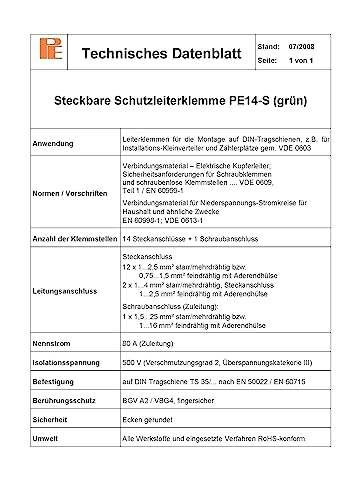 Pollmann Schutzleiterklemme PE 14-S, grün, 1 Stück