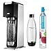 Price comparison product image SodaStream Power Sparkling Water Maker black & silver with 2 x 1 l bottle & 60 l CO2 cylinder, 3 fizz levels, automatic & refillable, led light indicator
