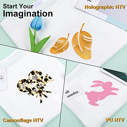 CAREGY Pacote de vinil para transferência de calor HTV: 75 pacotes de 30,5 x 25,4 cm ferro em vinil
