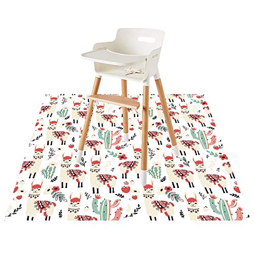 Image of Splat Mat for Under High Chair/Arts/Crafts by CLCROBD, 51" Baby Anti-slip Food Splash and Spill Mat for Eating Mess, Waterproof Floor Protector and Table Cloth