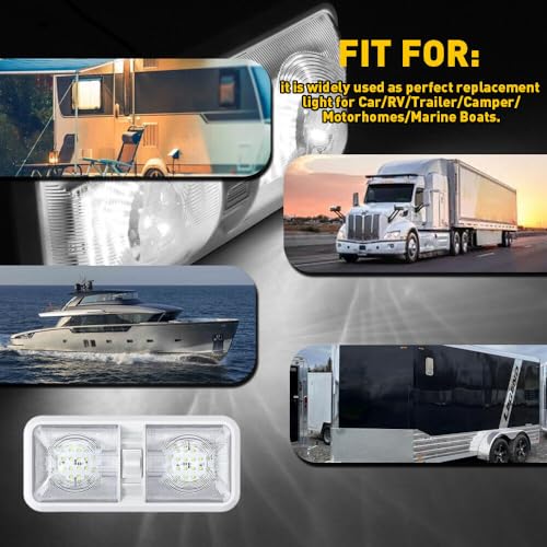 Image of 12 Volt LED RV LED Lights with ON /Off Switch - Daylight 6500K 8W 600LM, Interior Lighting for RV Van Trailer Camper Boat - Pack of 10