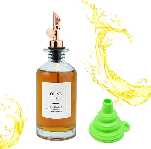 MEETSWEET Oil Bottles for Kitchen Glass Oil Bottle Oil Dispenser with Metal Pour Spout Olive Oil Dispenser Cooking Oil Dispenser Oil Container
