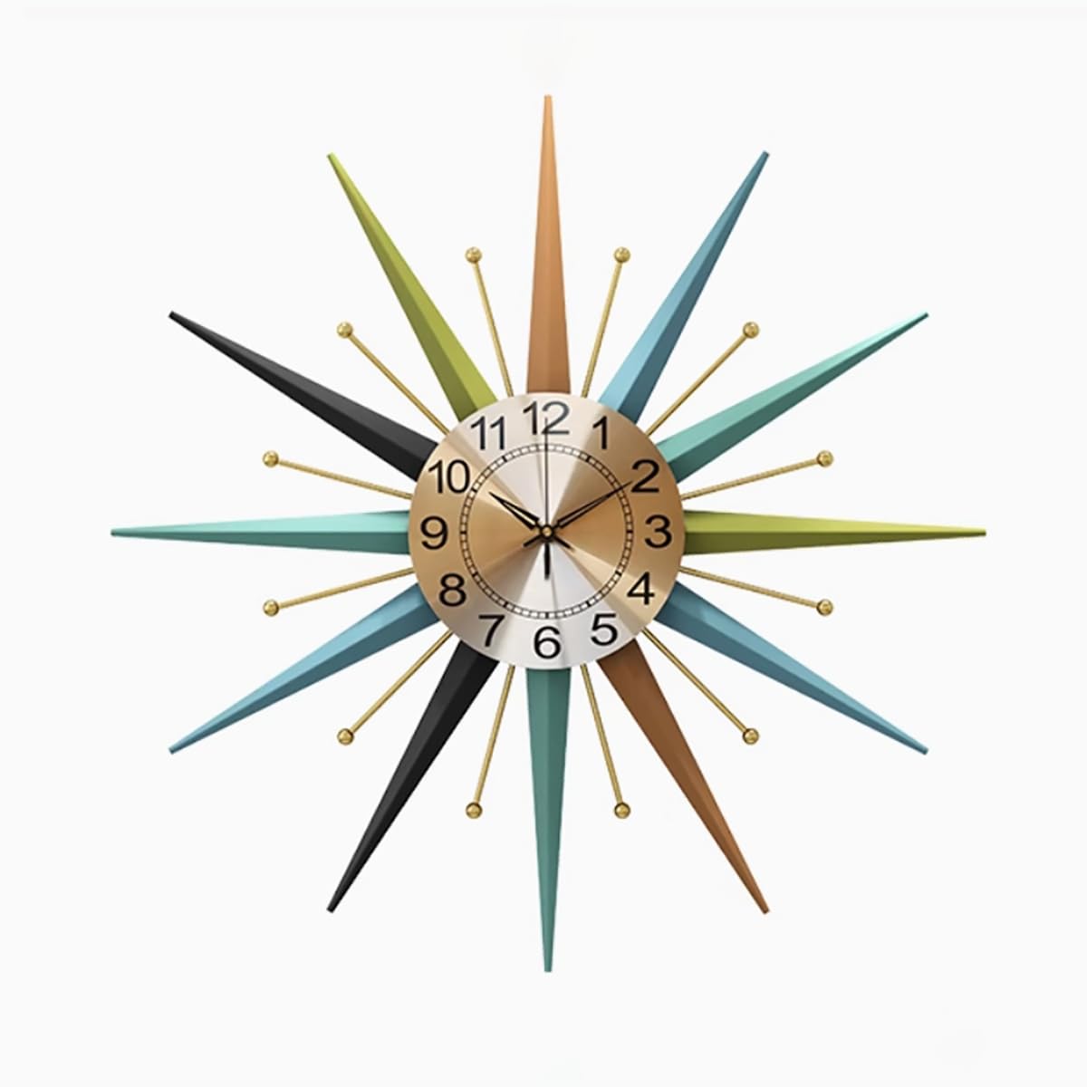 22 Inch Mid-Century Style Metal Crystal Wall Clock, Star-Shaped Silent Decorative Wall Clock, Suitable for Living Room,Bedroom,Dining Room,Porch,Office