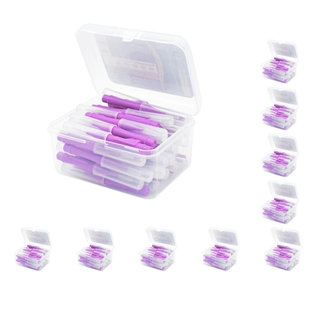 Set di 10 spazzole interdentali da 40 pezzi, con testa interdentale, per uso domestico, per uso domestico, 1,2-1,5 mm, colore: viola
