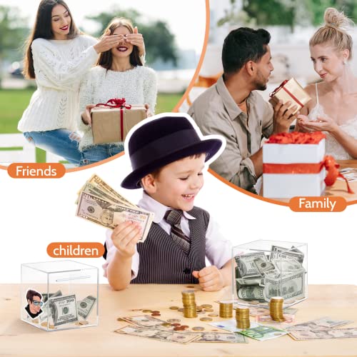 Hizgo Adult Piggy Bank, Acrylic Clear Piggy Bank For Adults/Kids Must Break To Open, Unopenable Saving Box (Palm Size, 4.72-Inch) #TOP6