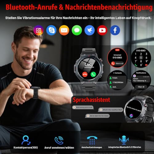Smartwatch Herren, GPS Militär Fitnessuhr Sportuhr,1,43"AMOLED Smart Watch – Ansicht 4
