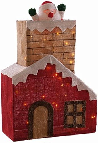 Animated Santa Popping Out of Chimney Lit Christmas Display