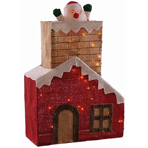 Animated Santa Popping Out of Chimney Lit Christmas Display