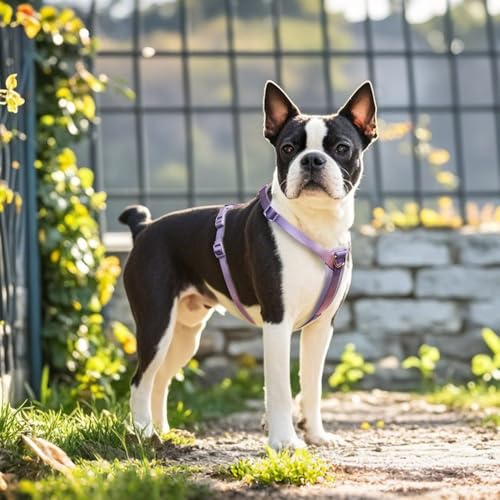 TSPRO Hundegeschirr Mittelgroße Hunde, No Pull Hundegeschirr Leichtes Gewicht Adjustierbar Gradientfarbe Geschirr für Hunde mit Schnellspanner Atmungsaktiv und Langlebig (Lila Pink, Größe 3)