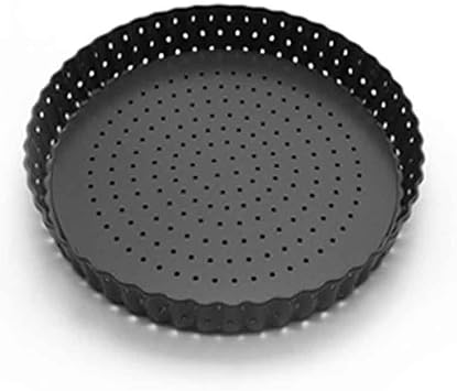 Ragyzity 8 inch Quiche Pan, Tart Pan, Thick Carbon Steel Round Fluted Tart Tin Flan Dish Removable Loose Bottom, Fruit Cake Mould Pie Tray Bakeware for Pizza, Pie, Flans