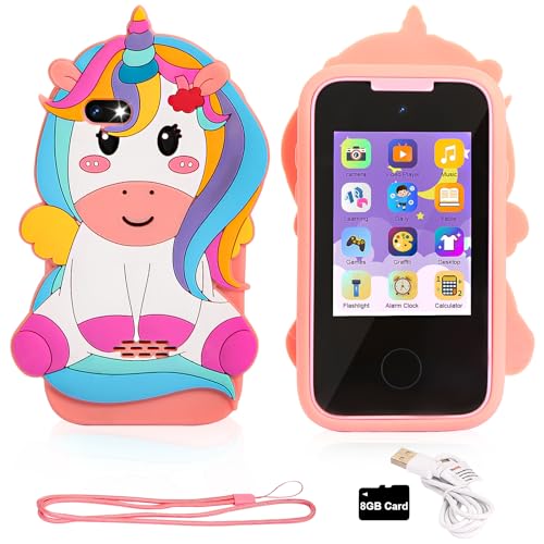 MUSUNFE Juguetes para niños de 3, 4, 5, 6, 7, 8, 9, 10, 11, 12 años, teléfono inteligente para niñas, juguetes de unicornios, regalos de teléfono, pantalla táctil, juguete de aprendizaje, juguetes de