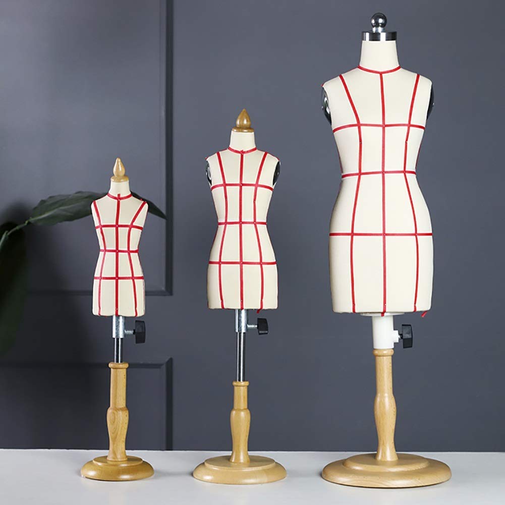 Schaufensterpuppe J-Manikins Kleine Schneiderinnen Dummy Weiblich, Höhenverstellbar, Schneiderpuppen Mini Puppenkleid Form Display Puppenhauszubehör Dekoration (Größe: 1/4)