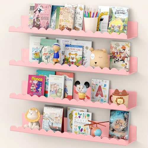 Gattlukd Floating Shelves for Wall, 23 Inch Metal Nursery Book