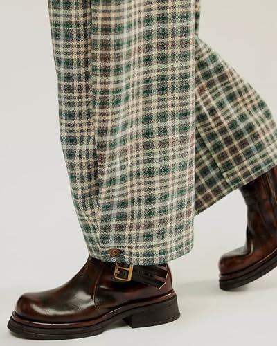 Plaid Wide Leg Pants Woman Loose Mid Rise Baggy Pant Christmas Casual Barrel Trousers with Pockets3