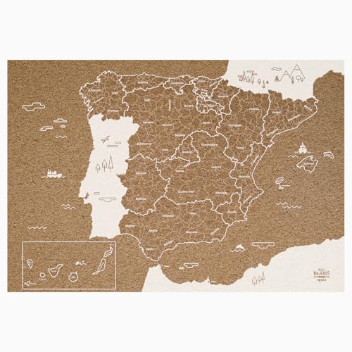 Mapa de corcho de España, 40x60cm (Comarcas Blanco)