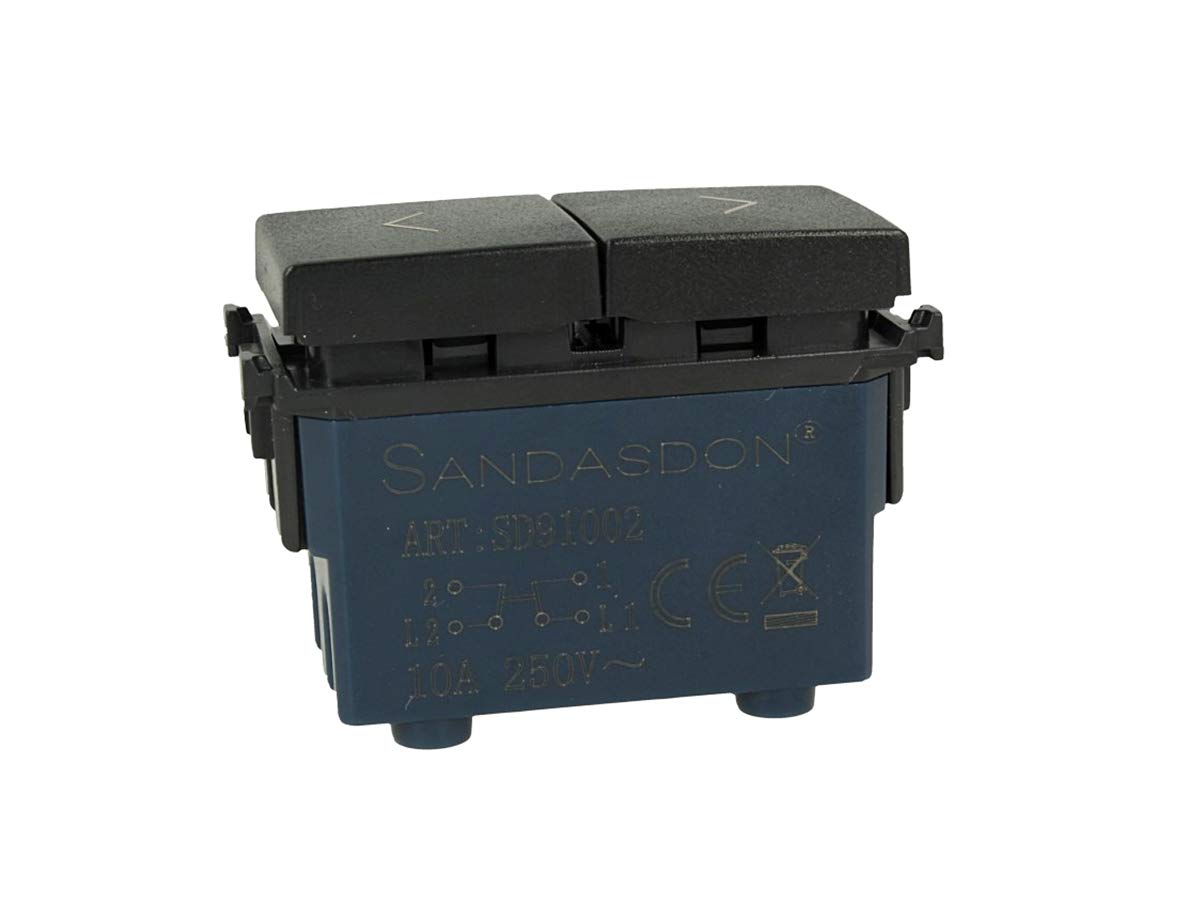 Image secondaire de SANDASDON SD91002 Bouton poussoir double poussoir 1P + 1P 16 A Noir Interrupteur Compatible Vimar Arke