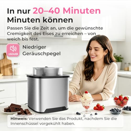 Foto von Eismaschine 2L mit Rezeptbuch und Eisportionierer
