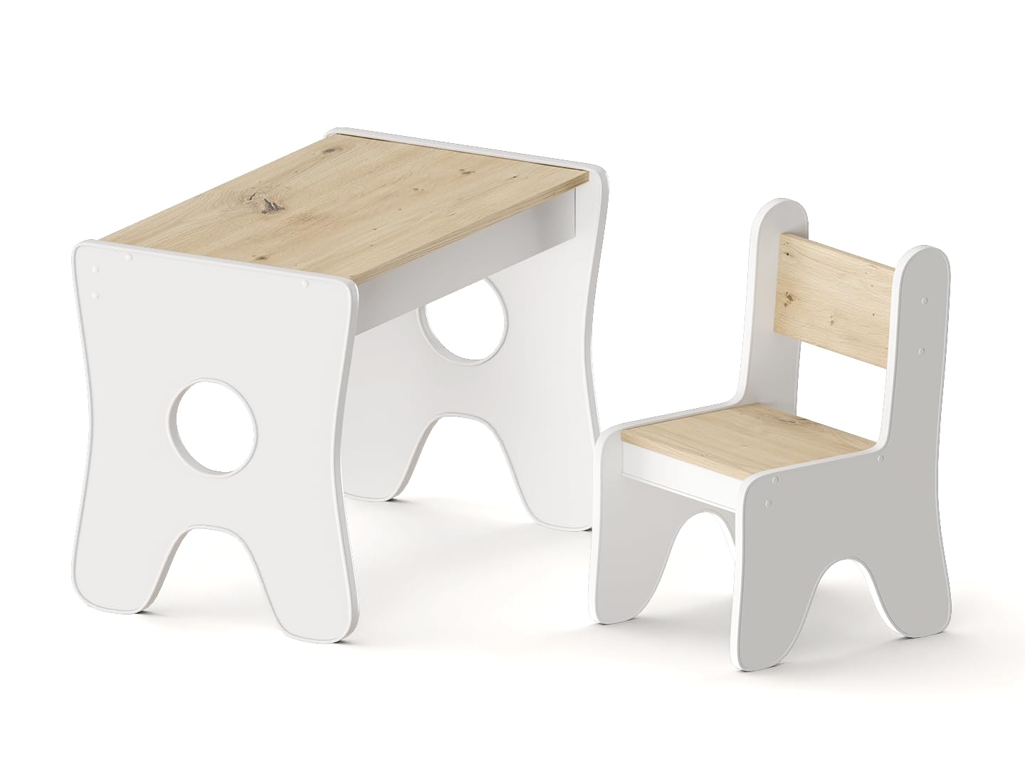 Happy Babies - Kinderschreibtisch-Stuhl-Set, ergonomischer Spieltisch mit geräumiger Schublade - Kinder-Lern- und Spieltisch - Kindermöbel, für den Kindergarten Teddybär (Handwerker)
