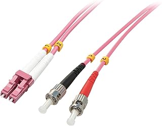 Lindy 46351 Cable doble de fibra óptica, OM4 LC/ST 2 m de color rosa