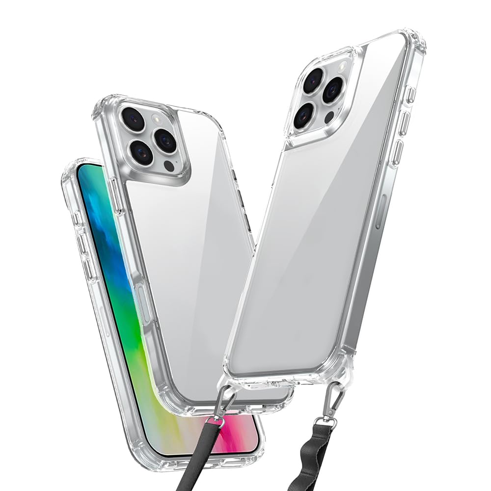 Zore Apple için uyumlu iPhone 16 Pro Max Kılıf Airbagli Takılabilir Askı Aparatlı Zore Snap Silikon Kapak Şeffaf