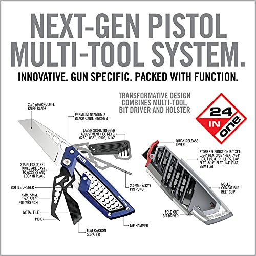 Real Avid Gun Multitool For Handgun & Pistol Gunsmithing | 24-In-One Gun Tool With Screwdriver, Bit Set, Nut Wrenches, Hex Keys, Pin Punch, Pick, File, Holster & More For Cleaning & Maintenance #TOP2