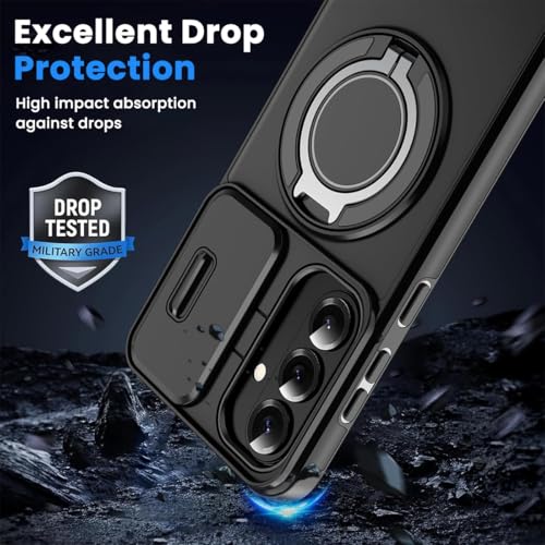Image of ZORBES Compatible with Galaxy S26, S26 Case with Military Grade Shockproof Rugged, Magnetic Desk Ring Anti-Scratch PC Phone Case with TPU Bumper, Sliding Lens Guards