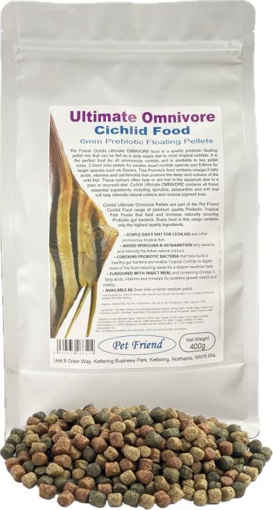Ultimate Omnivore Cichlid Food 6mm Pellets 400g With Prebiotics That Develop Probiotic Gut Health For Better Digestion & Immune System Health