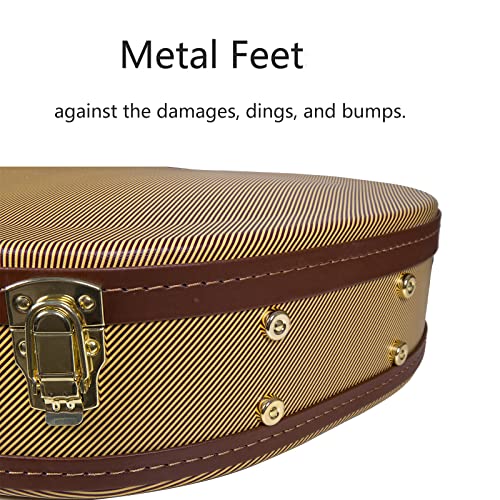 Image of Crossrock Case - Hard-Shell Wooden Guitar Case - Fits OM /000-14 Fret Acoustic Guitars - Stainless Steel Latches, Sponge Lining, Metal Feet, Storage Space - Vinyl Tweed