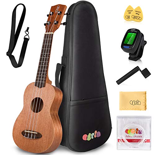 Adela Soprano Ukulele Beginner for Kid Adult Student 21 Inch Ukelele Starter Uke Hawaii Guitar with Gig Bag(01)