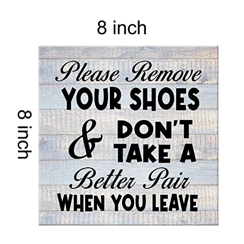Lameila Humorous Remove Shoes Sign Wall Art Prints Canvas Painting Rustic Please Remove Your Shoes Print Country Home Decor 8" X 8" #TOP1