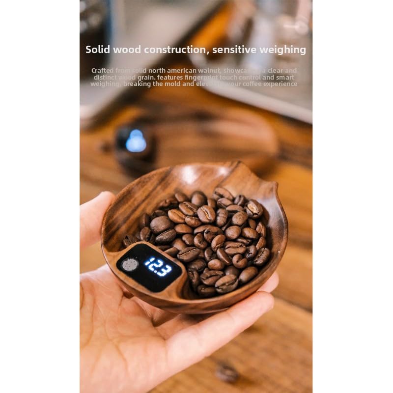 Walnut Coffee Scale, 2-in-1 Dosing Tray Espresso Coffee Weighing Scale