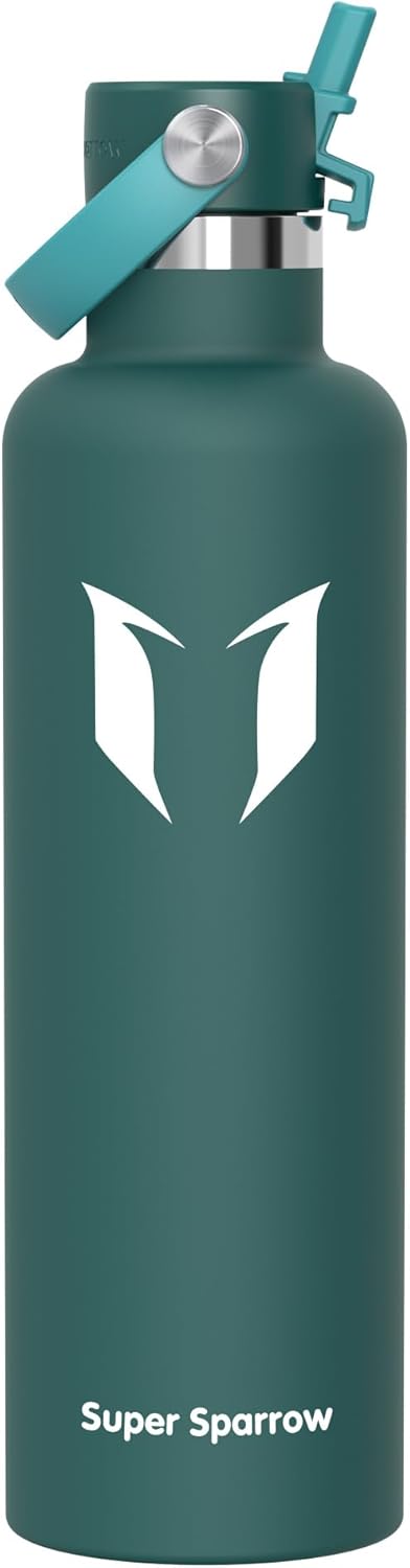 Sparrow Insulated Water Bottle - 350ml/500ml/750ml/1L/1.2L - FlipFlow Metal Water Bottles with Straw Lid - BPA Free - Leakproof Stainless Steel Flask for Sport, Gym, School, Outdoor, Travel — image 33