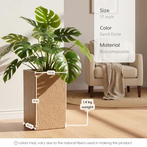 Image of Eha Earth Friendly Mansion Big Planters for Home Decor | 17 inch, Pack of 1 | Plant Pot Made with Rice Husk | UV Protected Pot for Plant | Pots & Planters Big Size | Dune