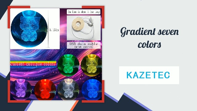 Image of 3D Kitten Crystal Ball 3.15 inch / LED Gradient Color Wooden USB Switch Base /Cat-Themed Couple Gift /Birthday,Christmas Gifts for Women
