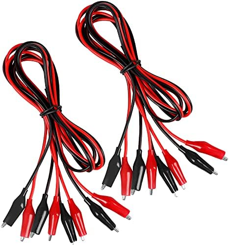 4 Groups 1M Alligator Clips Electrical, Insulated Test Leads with Alligator Clips, Stamping Double-ended Jumper Wires for Electrical Testing, Circuit Connection, Experiment (Red & Black)