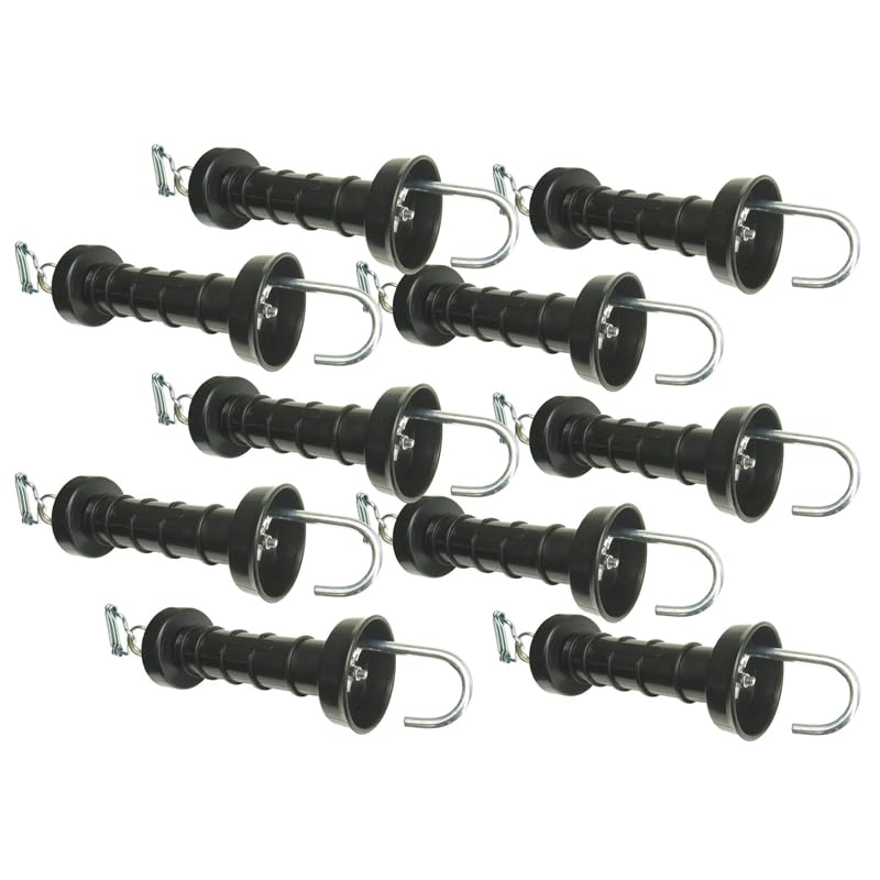 VOSS.farming Maniglia per recinzioni elettriche da pascolo, compatta, agganciabile con Nastri di Larghezza Max 20 mm, zincata, Colore Nero, 10 Pezzi