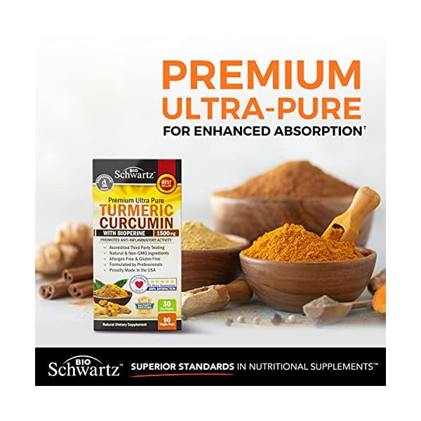 Turmeric-Curcumin-with-BioPerine-1500mg-Natural-Joint-Healthy-Inflammatory-Support-with-95-Standardized-Curcuminoids-for-Potency-Absorption-Non-GMO-Gluten-Free-Capsules-with-Black-Pepper Turmeric Curcumin with Black Pepper Extract 1500mg - High Absorption Ultra Potent Turmeric Supplement with 95% Curcuminoids and BioPerine - Non GMO Turmeric Capsules for Joint Support - 90 Capsules