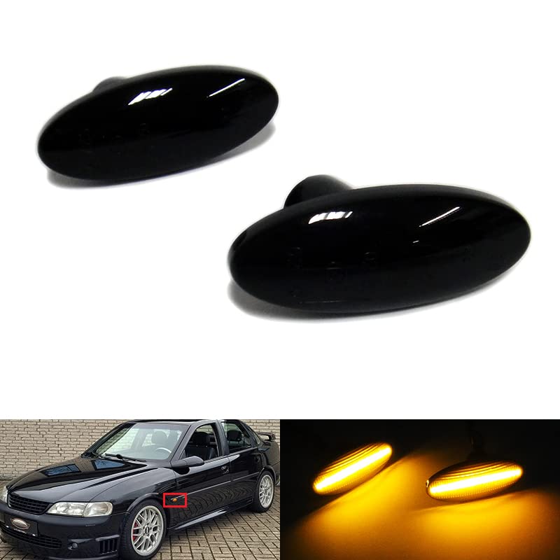RZG Lot de 2 clignotants latéraux noirs à LED pour Vectra B 1995-2002