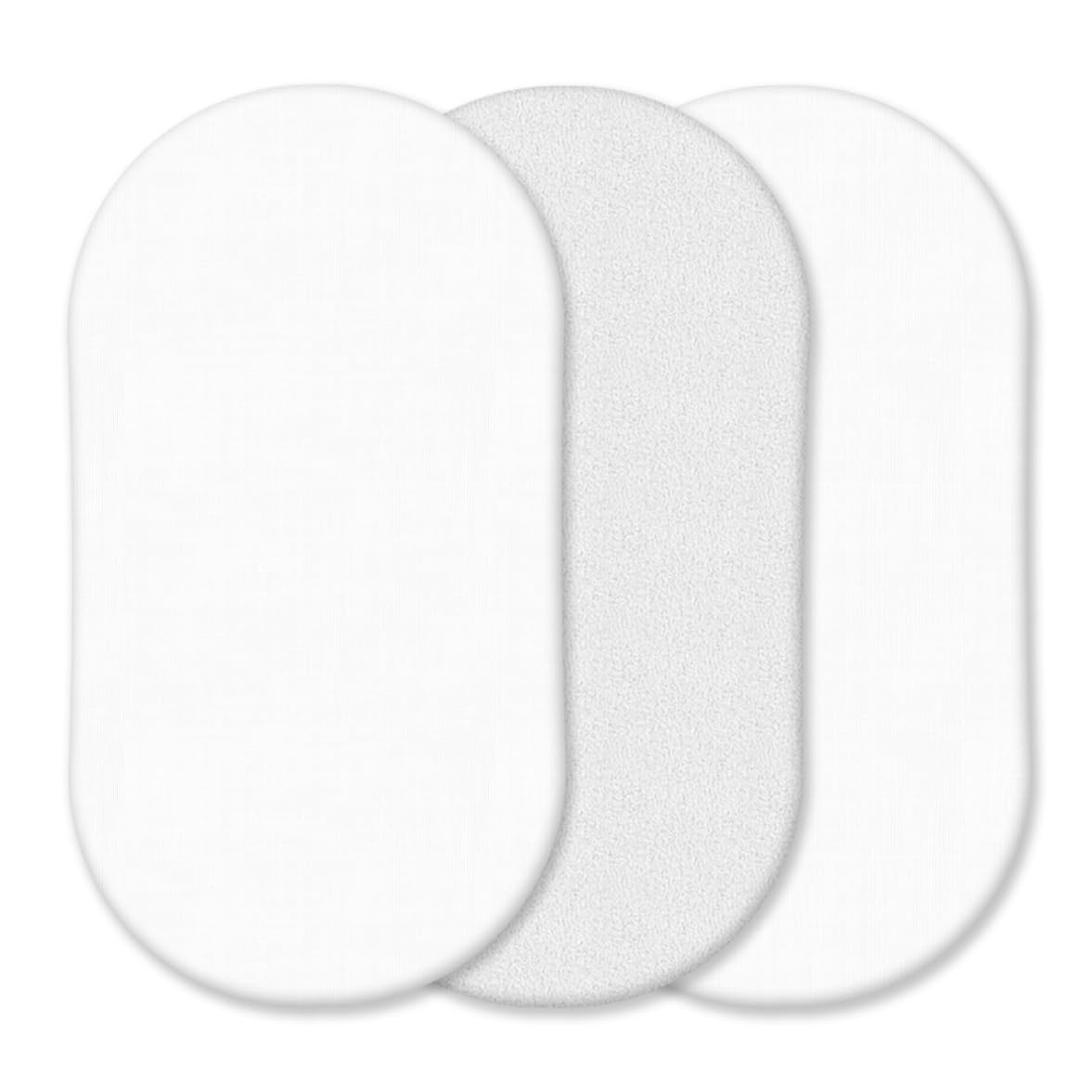 RLS MAHAM Moses 3 Pack Fitted Sheets, White, 75 x 30 cm