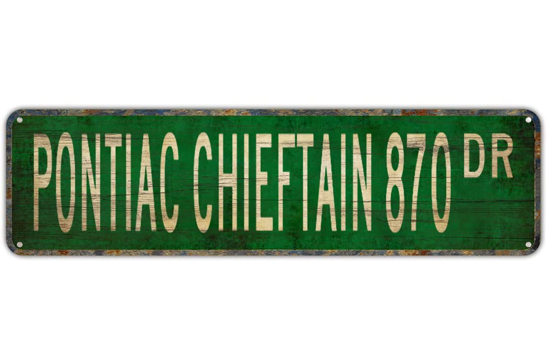 PONTIAC CHIEFTAIN 870 DR Vintage Tin Signs Art Plaque Aluminum for Bedroom Kitchen Garden Wall Bar Club Coffee Hanging Home Decor 4x16 Inch